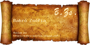 Bakró Zsófia névjegykártya
